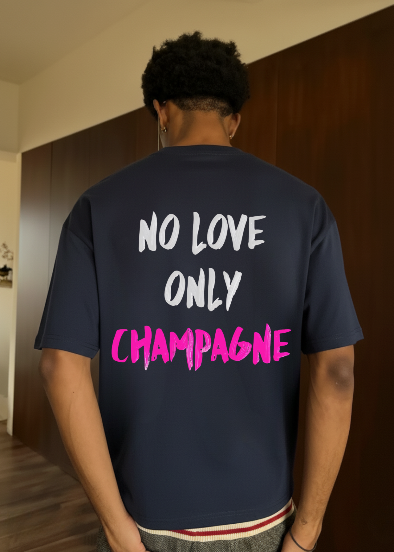 NO LOVE ONLY CHAMPAGNE TEE - BLUE